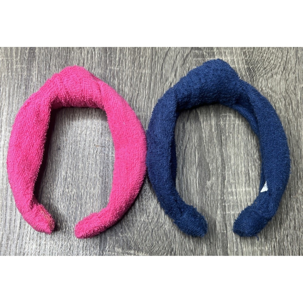Lot Of 2 Born In The Sun Dark Blue + Pink Knotted Terry Cloth Towel Headband